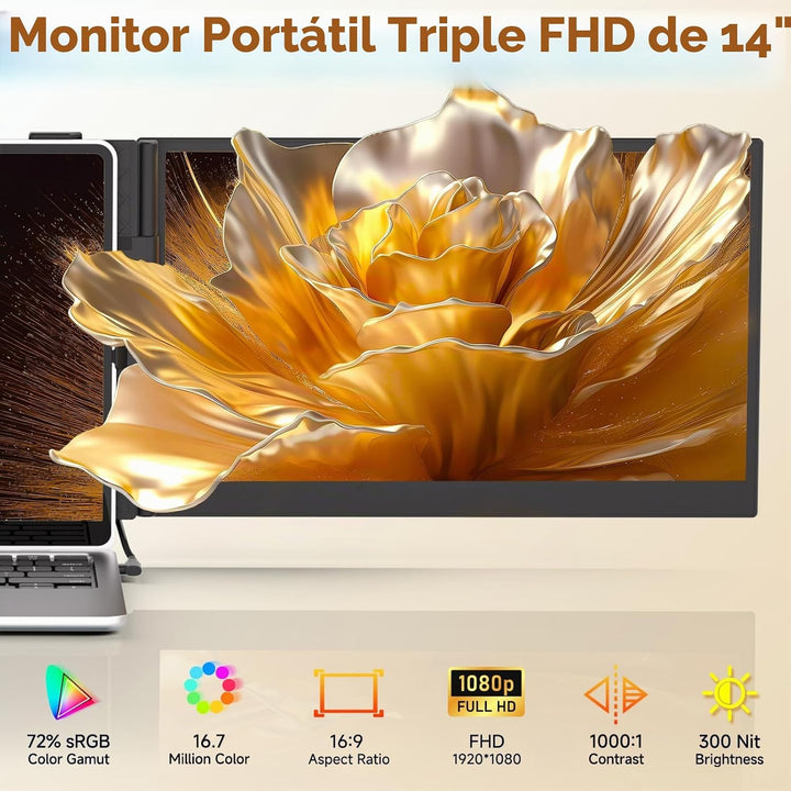 ROYY - Extensor de pantalla para laptop, monitor portátil 1080P FHD...