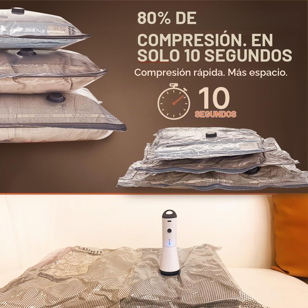 Vacbird - Bolsas de vacío de viaje con bomba recargable, tamaño de 15