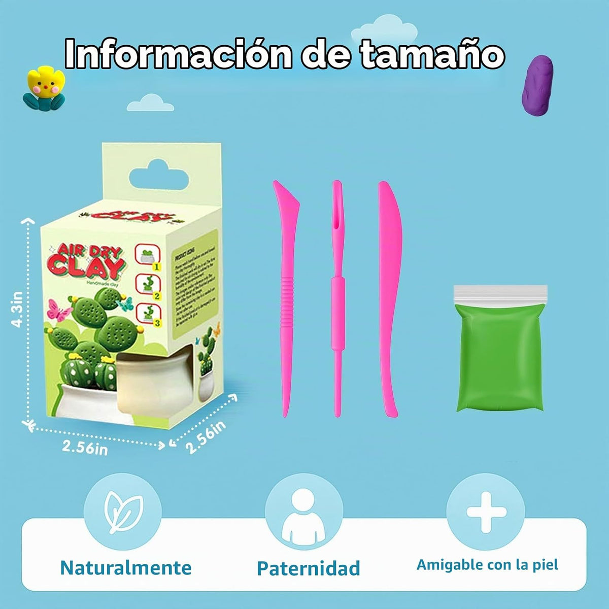 Arcilla seca al aire para niños, kit de arcilla para modelar 12 plantas DIY con herramientas de escultura