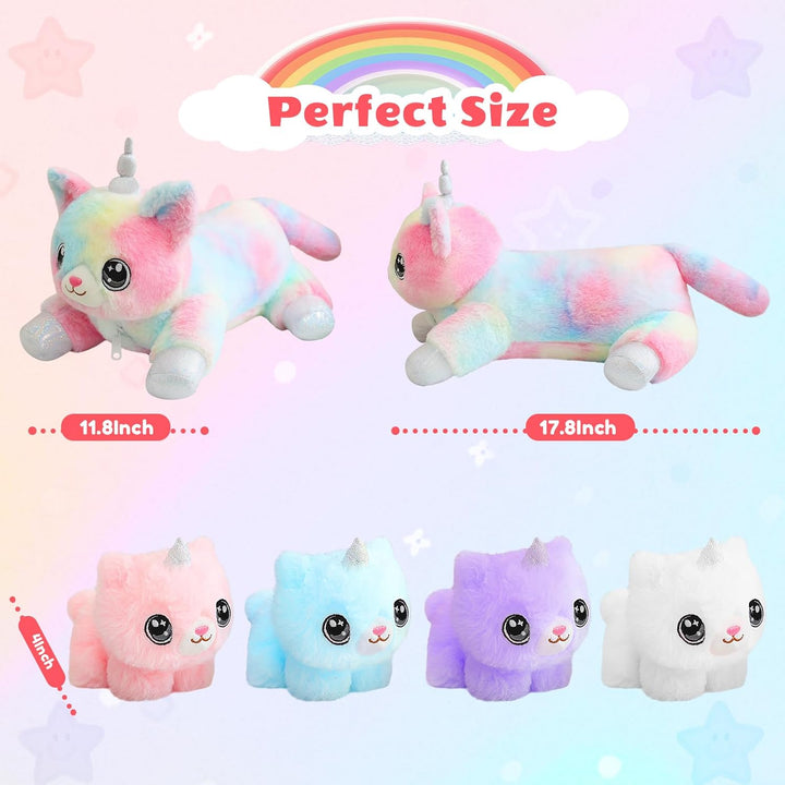 SQEQE Gato Unicornio de Peluche Mamá Gato Unicornio con 4 Lindos Ga...
