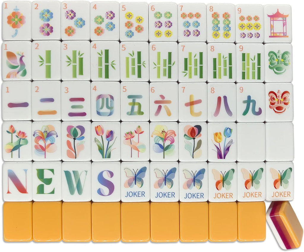 American Mahjong Gradient Design Set 1.2 pulgadas 160 Acrílico Alto Grado Cuatro Capa Naranja Mah-Jongg Azulejos