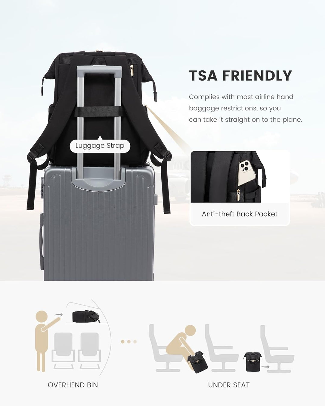 LOVEVOOK Mochila para laptop para mujer, mochila de trabajo convert...
