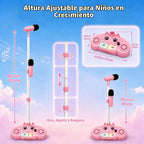 Máquina de karaoke con soporte para niños, 2 micrófonos inalámbricos