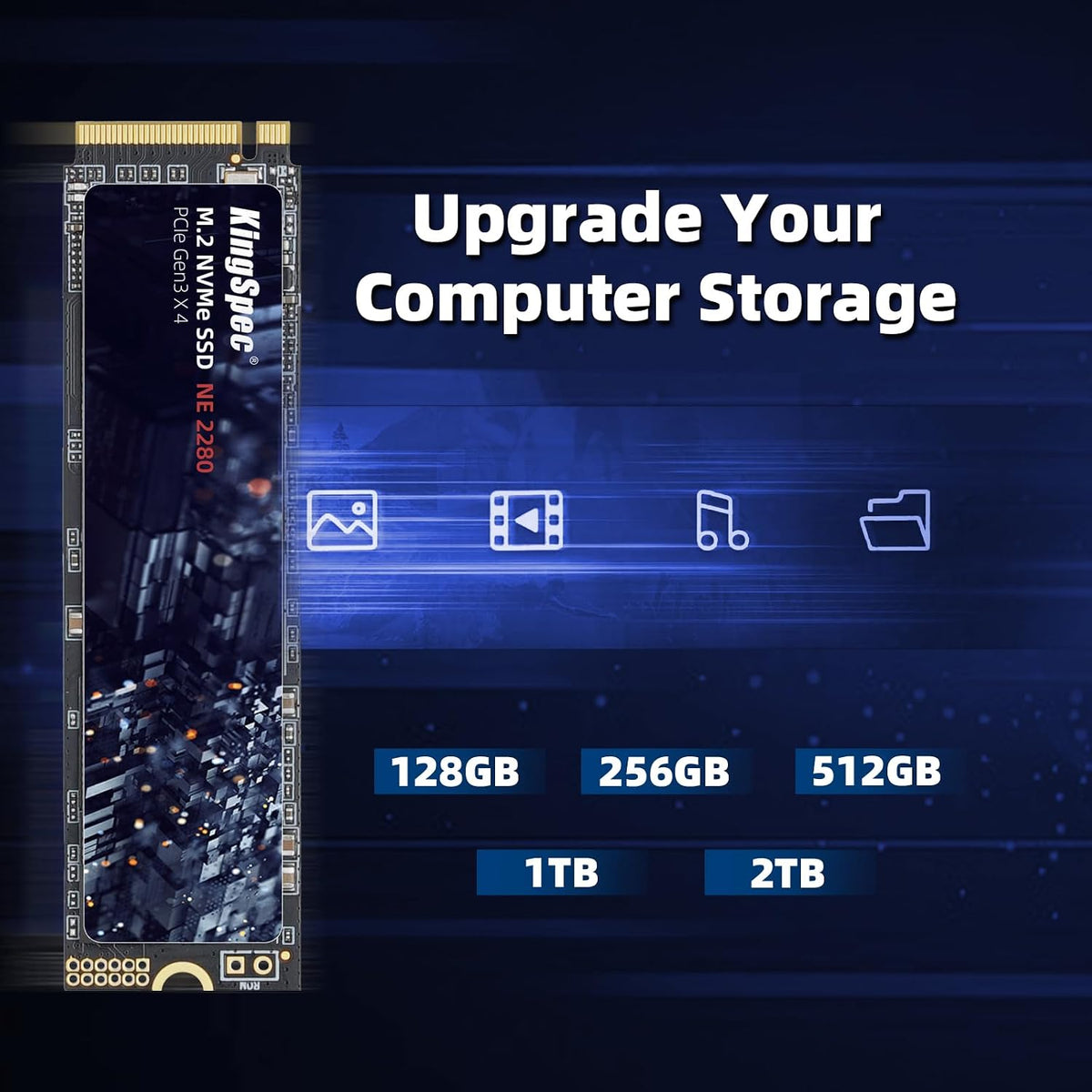 KingSpec SSD 256GB, M.2 NVMe Gen3x4 SSD 2280 - Hasta 2400 MB\/s, un...