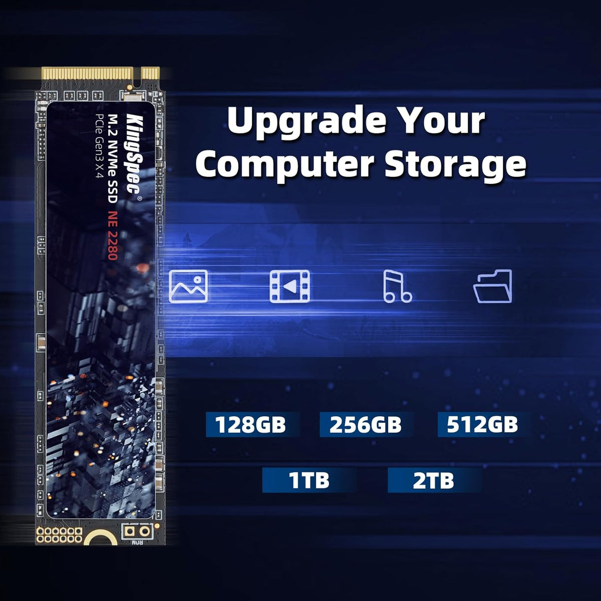 KingSpec SSD 512GB, M.2 NVMe Gen3x4 SSD 2280 - Hasta 2400 MB\/s, un...
