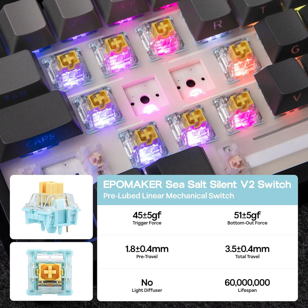 EPOMAKER TH108 Teclado mecánico de tamaño completo, teclado inalámb...