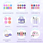 Juego de 56 piezas de maquillaje para niñas, kit de maquillaje cosmético