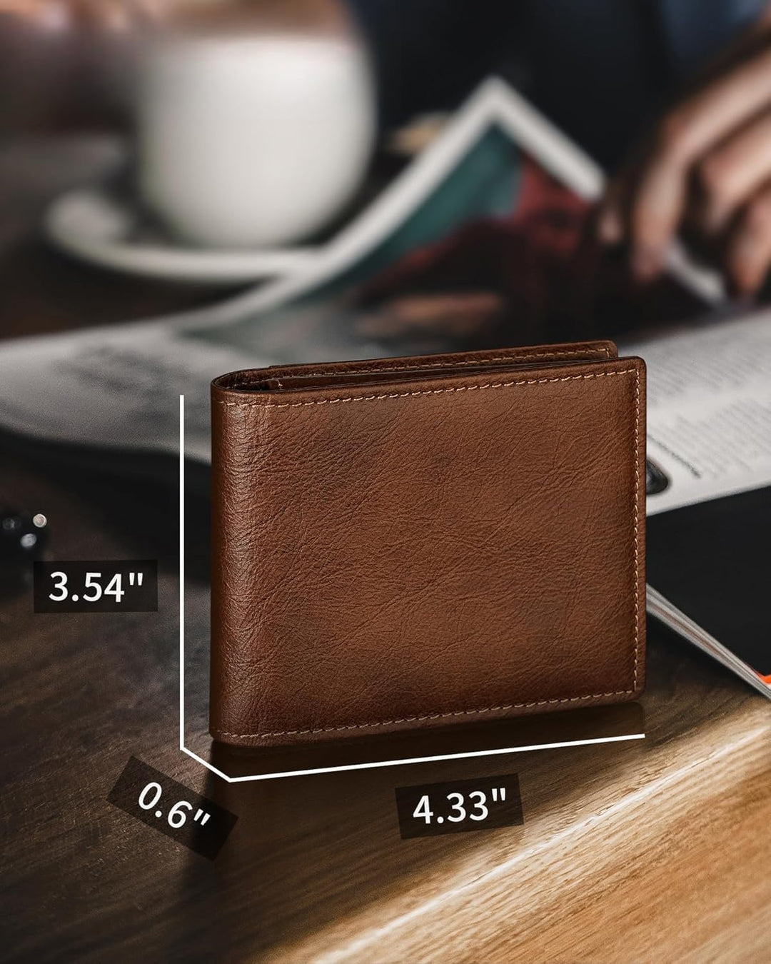 Plinvo Billetera plegable de cuero genuino para hombre con bloqueo...