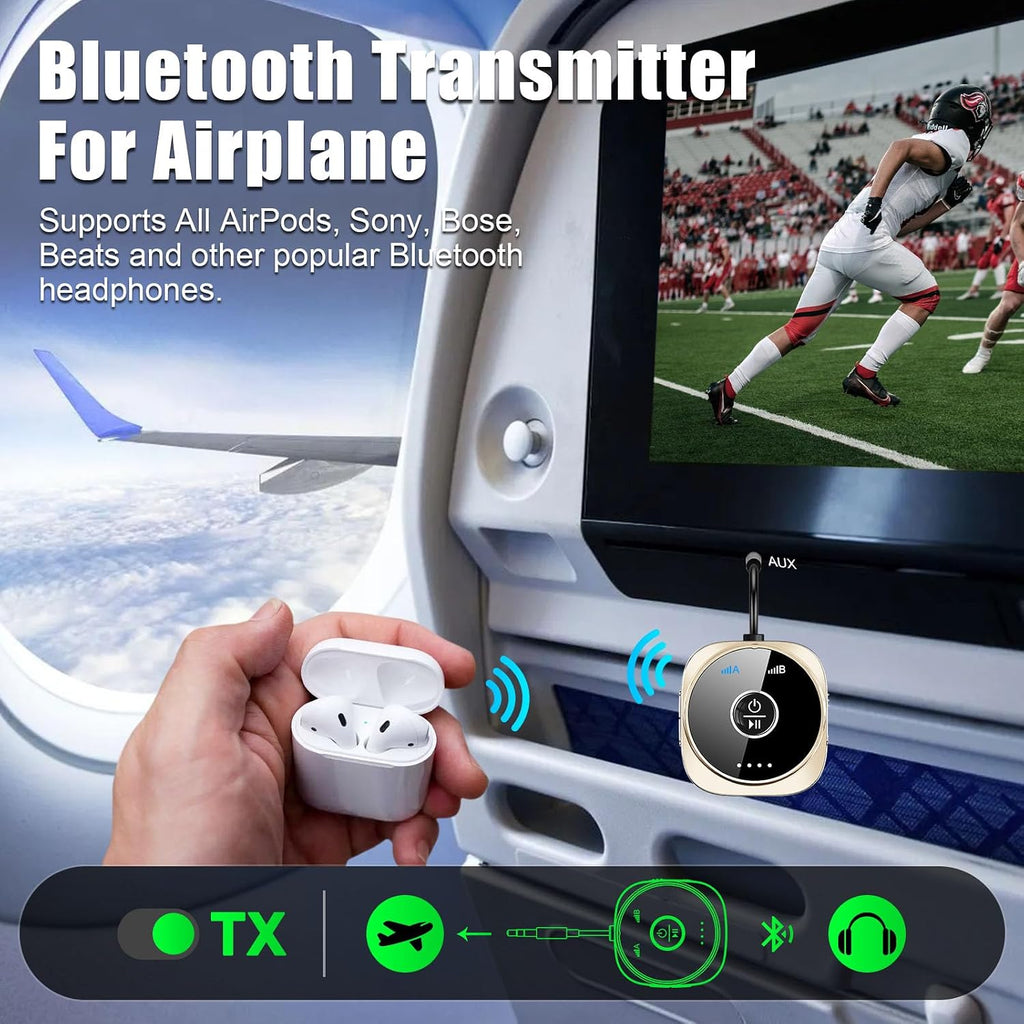 Receptor transmisor Bluetooth 6.0 - Transmisor Bluetooth para avión, TV
