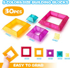 Juego de bloques de construcción STEM de 30 piezas, azul, púrpura