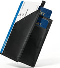 YESIIW Soporte de cuero para pasaporte, cartera de pasaporte de viaje con bloqueo RFID, ranura magnética para tarjeta de embarque YKK con cremallera delgada para viajes de negocios y vacaciones, Negro
