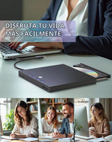 ASHDOL Unidad externa de CD DVD 9 en 1, lector de discos USB 3.0 y...