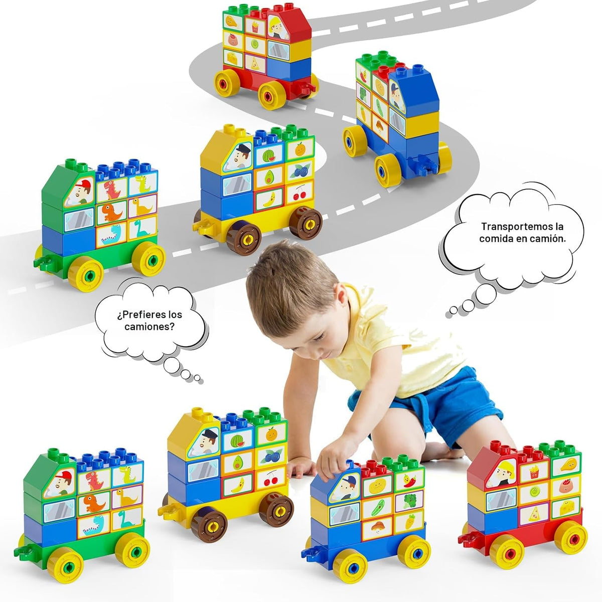 Bloques de construcción para niños pequeños de 3 a 5 años, incluyendo autos de dinosaurios, juego de ladrillos de construcción clásicos grandes de 116 piezas, juguetes educativos para niños y niñas de todas las edades, compatible con todas las principales