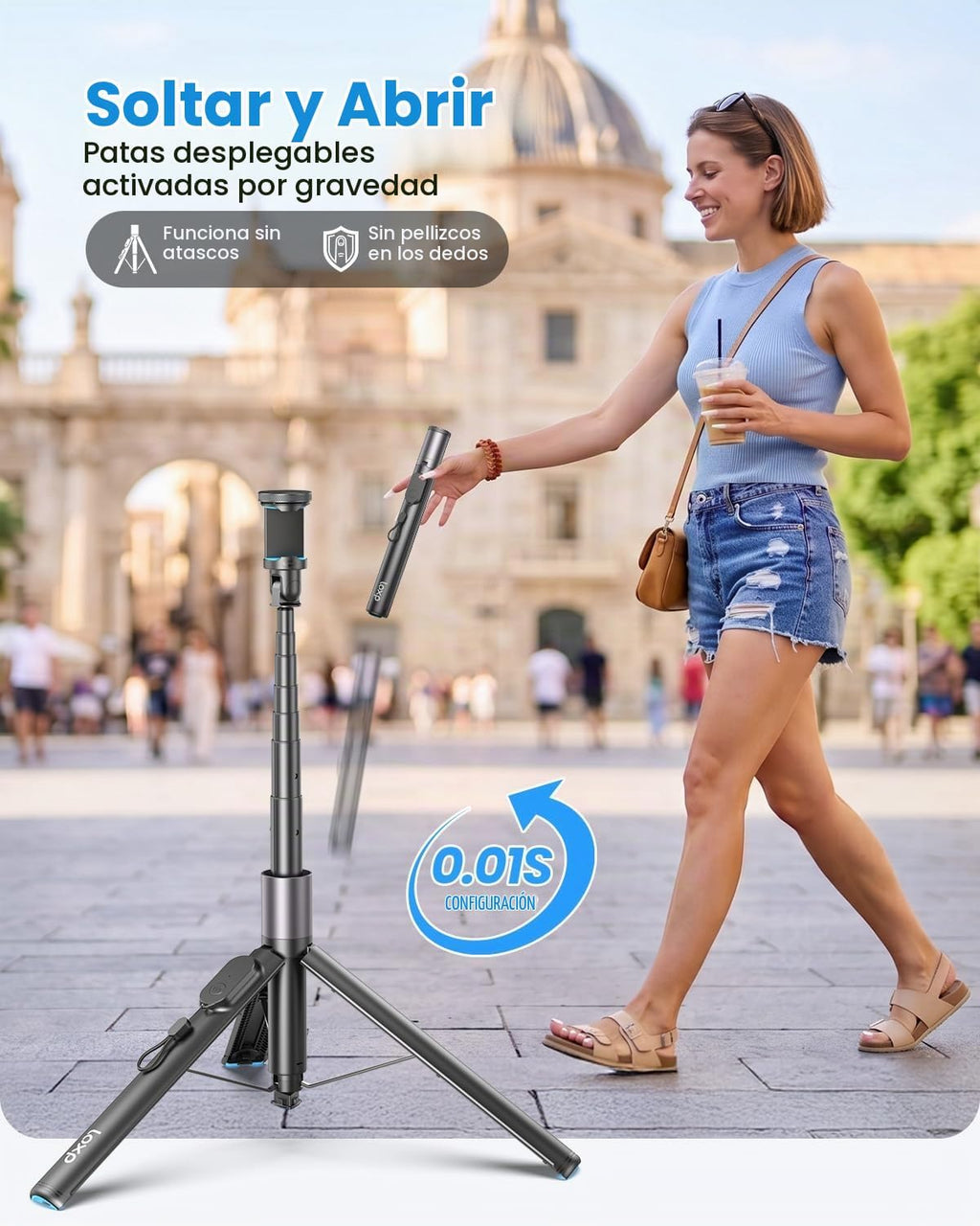 Trípode de teléfono de 67 pulgadas con control remoto, apertura