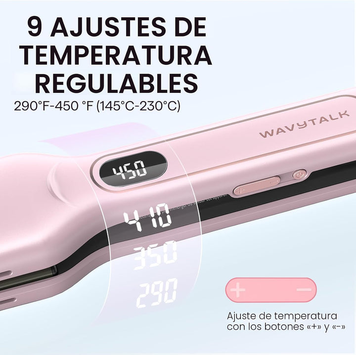 Wavytalk Plancha de pelo húmedo a liso y juego de varita rizadora 3...