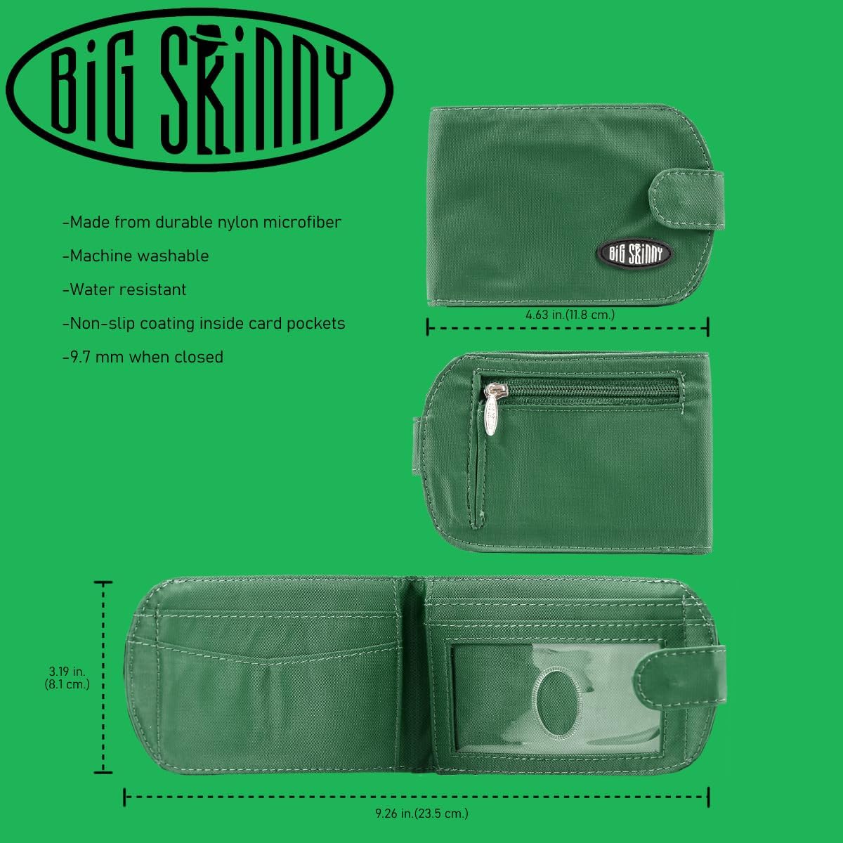 Big Skinny Billetera Taxicat plegable en dos para mujer, hasta 25 tarjetas