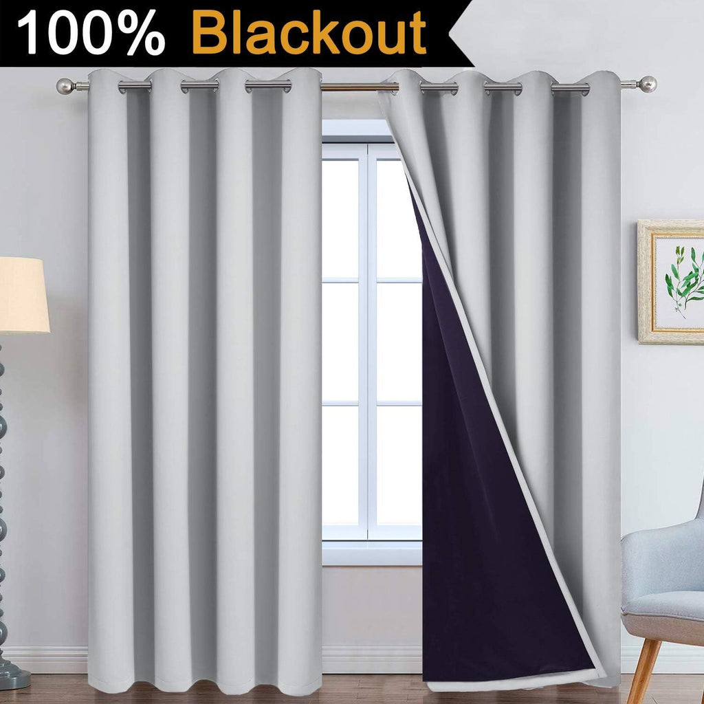 Yakamok Cortinas 100% opacas de color gris claro de 84 pulgadas de largo y
