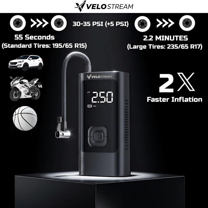 Velostream Compresor de aire portátil para inflador de neumáticos,...