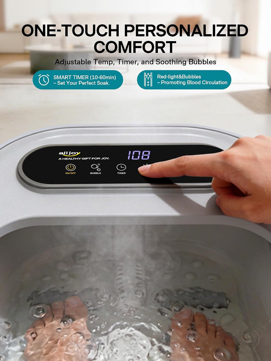 ALLJOY Spa de pies plegable con calor, baño de pies de pedicura con...
