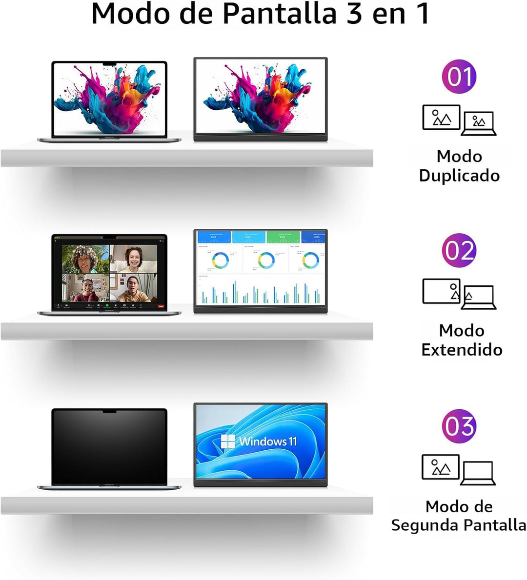 Yxk Monitor portátil de 15.6 pulgadas 1080P USB-C HDMI ultradelgado...
