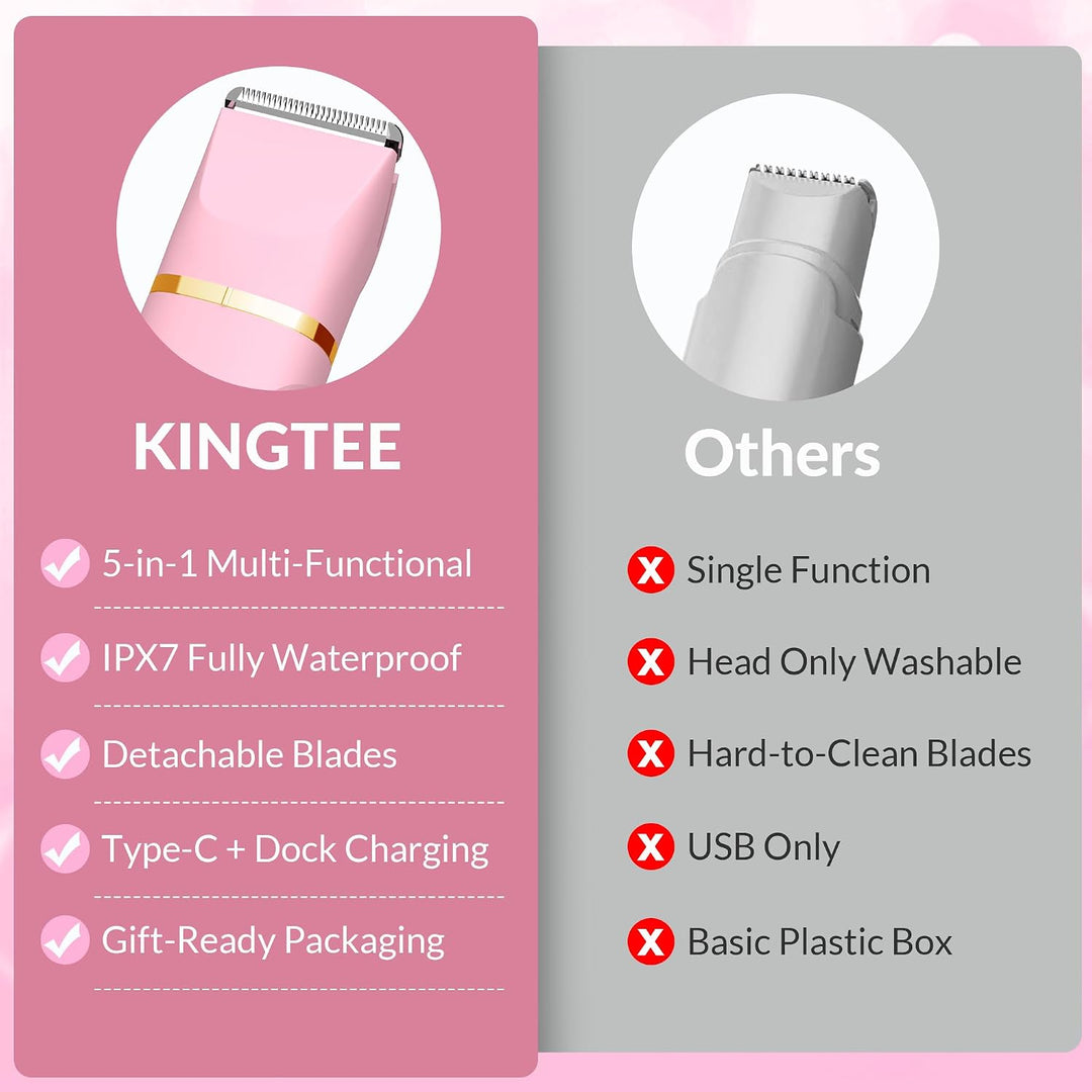 KINGTEE Recortadora de bikini eléctrica 5 en 1 para mujer, afeitado...