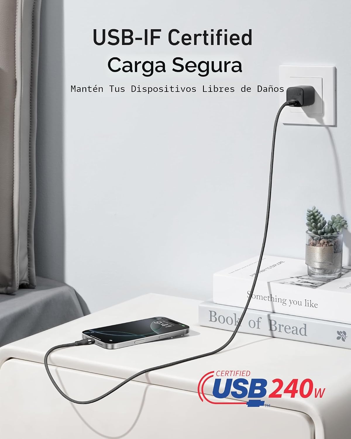 Anker Cable Nano USB C a USB C, cable de carga rápida de 240 W (negro
