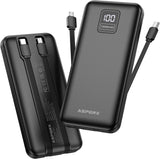 AsperX Paquete de 2 cargadores portátiles de 10000 mAh con cables i...