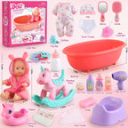 Juego de juguetes de baño para muñecas con bañera, muñecas de bebé...