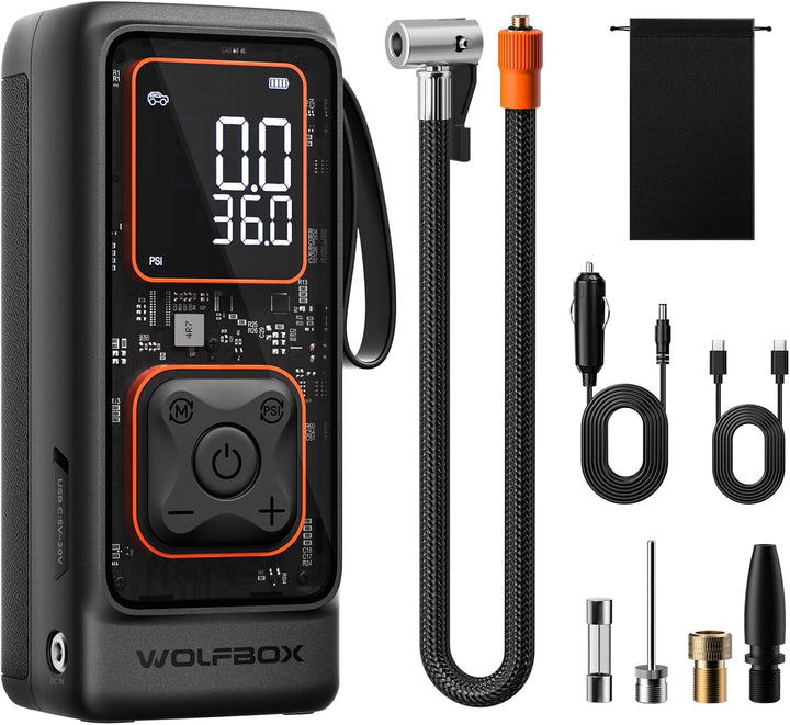 WOLFBOX Inflador de neumáticos inalámbrico, compresor de aire portá...