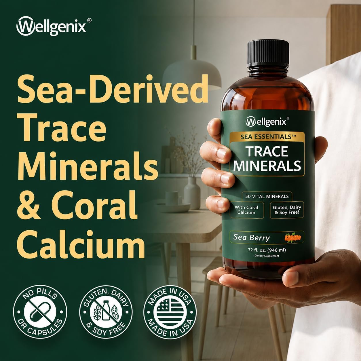 Wellgenix Sea Essentials Vital Nutrients - Multivtamina líquida de...