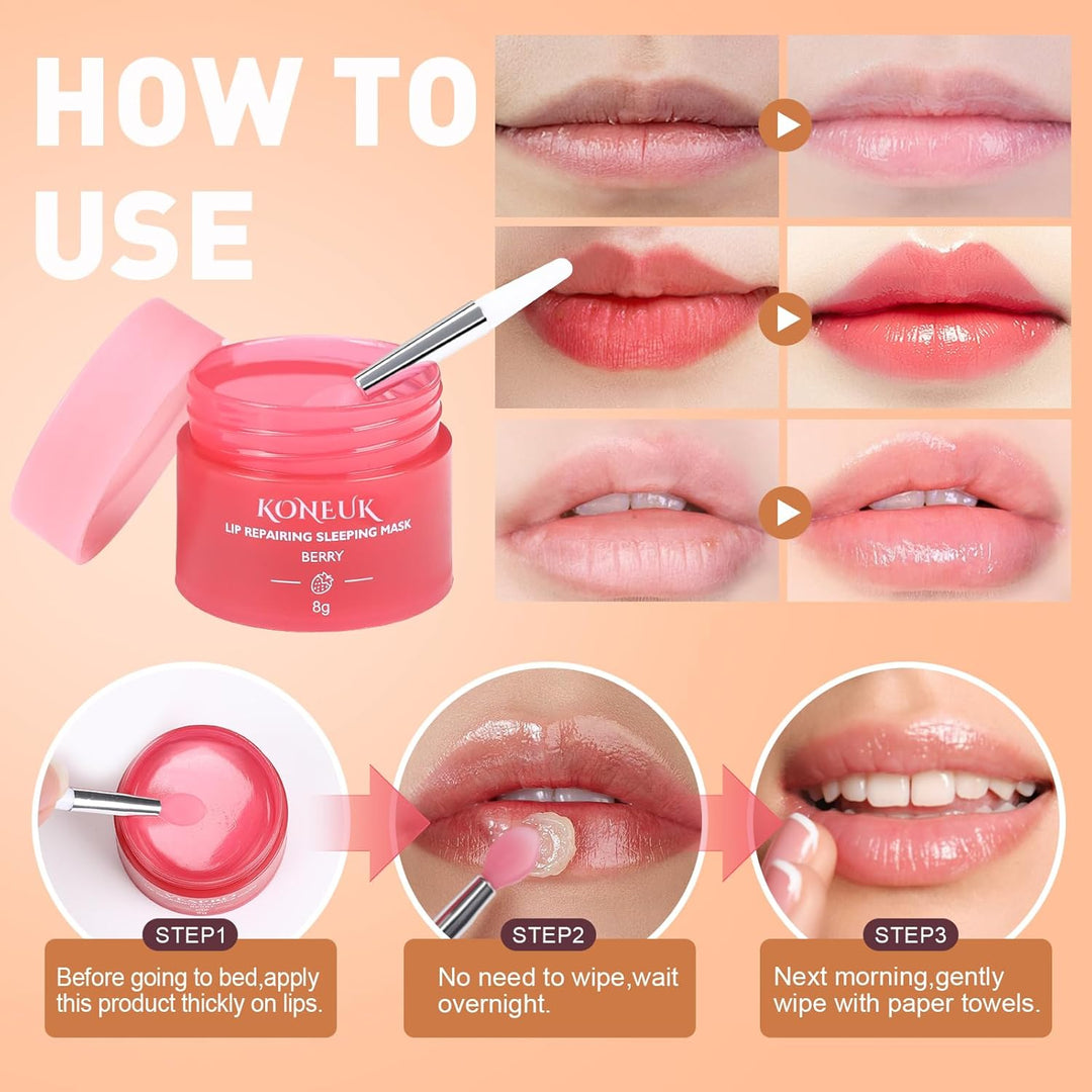 Juego de 12 mascarillas nocturnas para labios, tratamiento labial d...