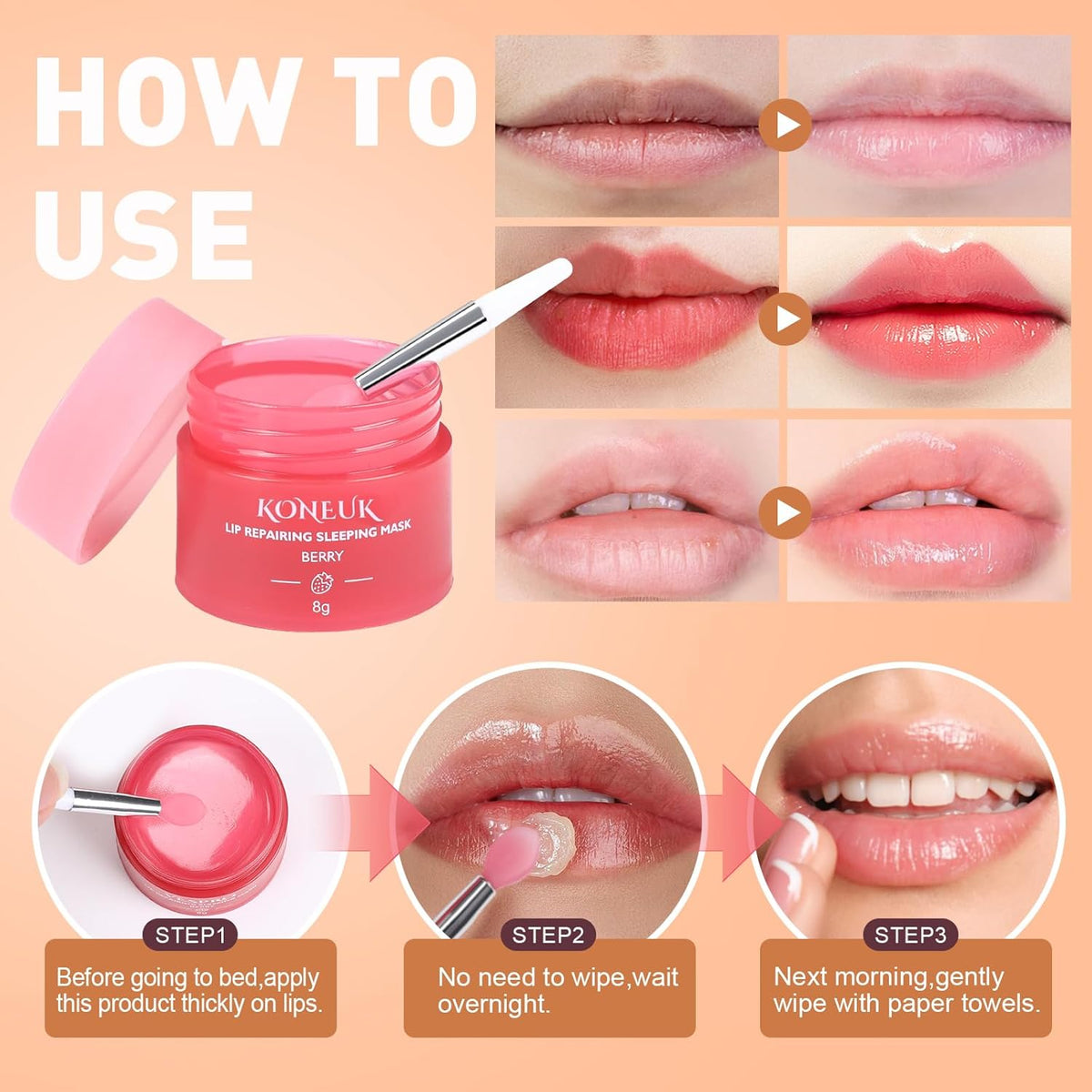 Juego de 12 mascarillas nocturnas para labios, tratamiento labial d...