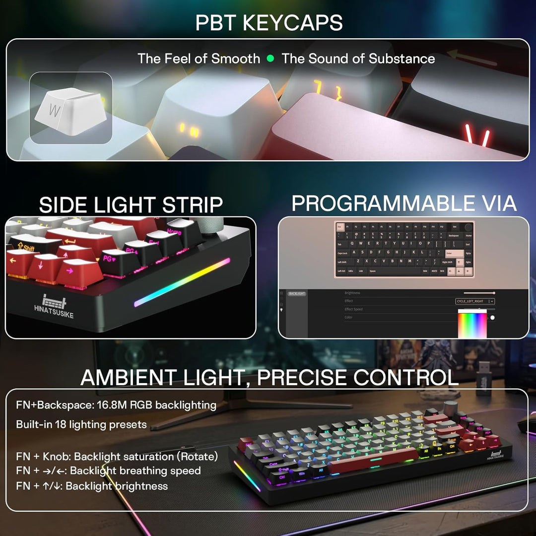 HINATSUSIKE H83 PRO Wireless Mechanical Gaming Keyboard 75% Layout,...