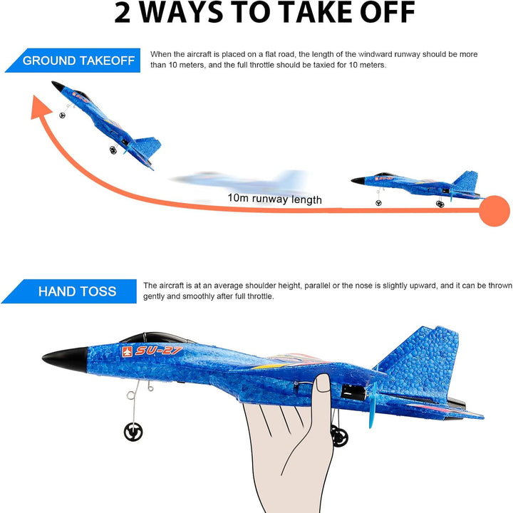 RoofWorld Planeadores de gravedad SU27 RC Avión de control remoto A...