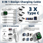 Cable de carga múltiple USB-C 3 para teléfono iWatch Charger/Car Travel