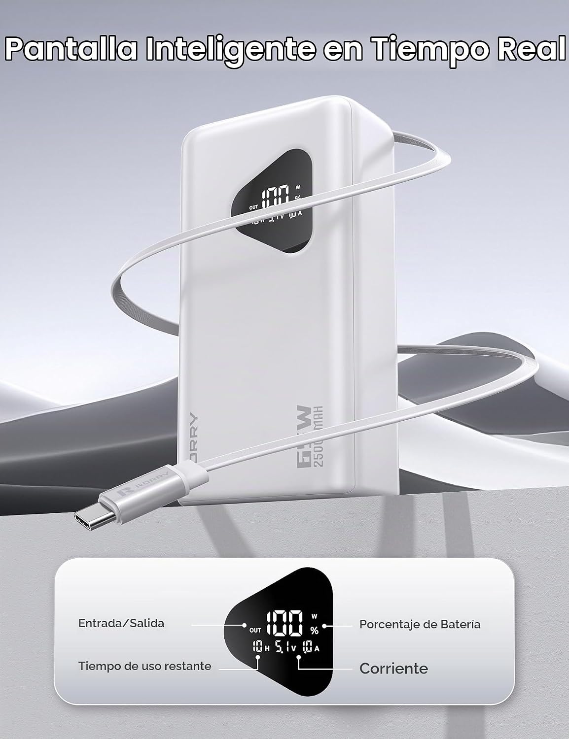 RORRY Banco de energía para computadora portátil, 25000mAh 65W Carg...