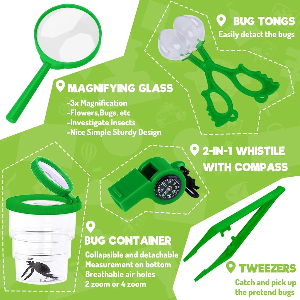 Kit de explorador para niños, atrapa insectos con prismáticos y chaleco de