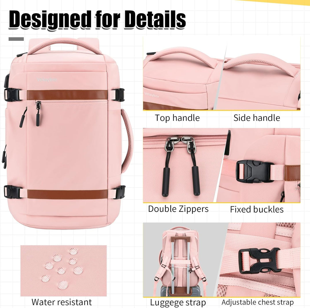 Velaybor Mochila de viaje de 42L con 4 cubos de embalaje, bolsa de...