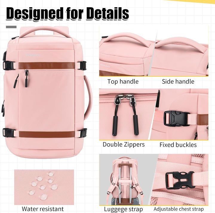 Velaybor Mochila de viaje de 42L con 4 cubos de embalaje, bolsa de...