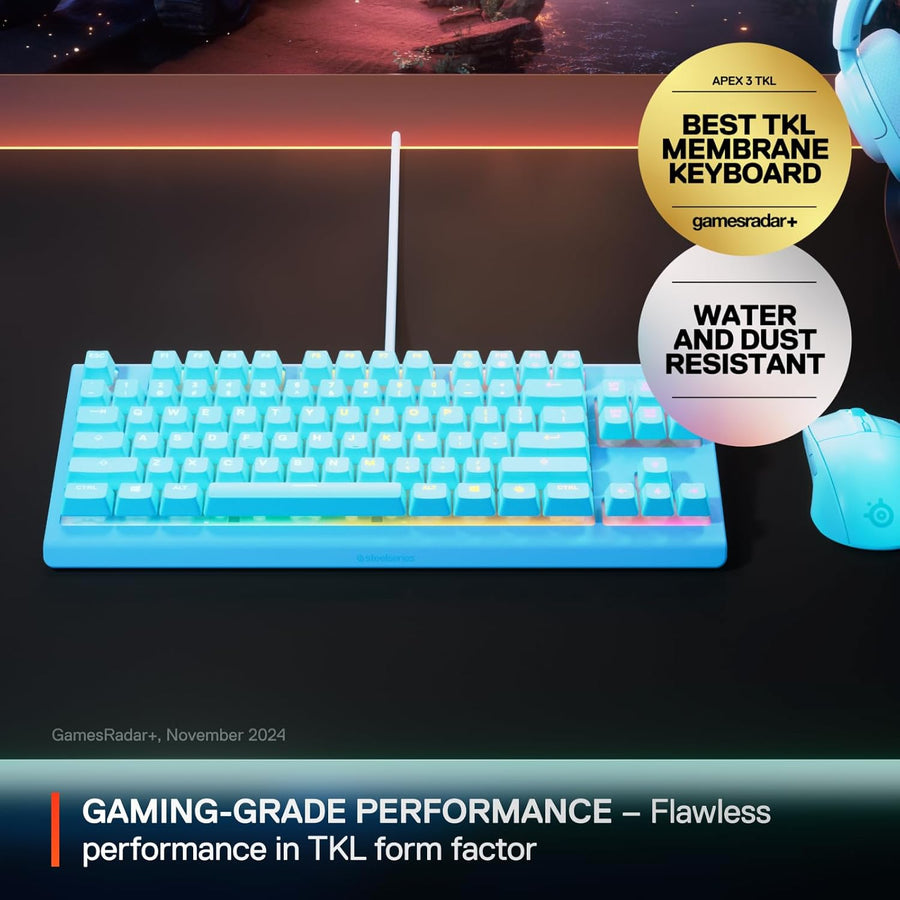 Teclado para juegos SteelSeries Apex 3 TKL Aqua RGB \u2014 Factor d...