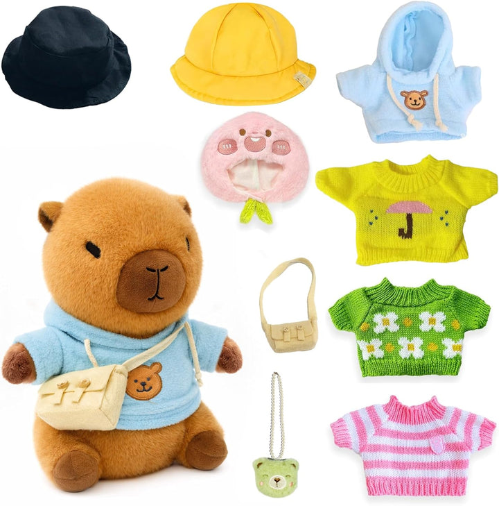 TITQWOP Juguete de peluche Capybara marrón de 10.2 pulgadas con 9 p...