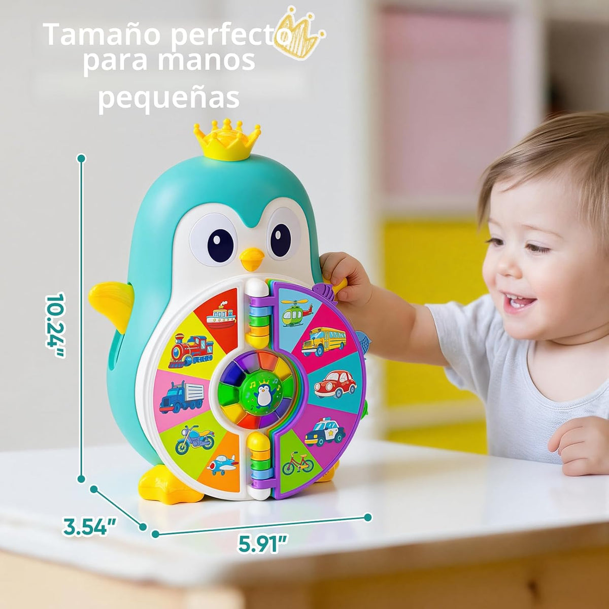 Juguetes de aprendizaje de pingüinos musicales para niños de 1 año, juguetes educativos bilingües para 1-3 años con 5 temas, sonido y luz, enseñanza de primera palabra para 12-18 meses, regalos de primer cumpleaños para niños y niñas
