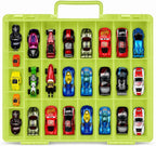 Caja Organizadora de Juguetes Compatible con Autos Hot Wheels, Contenedor para Autos de Matchbox, Mini Juguetes, Muñecas Pequeñas, Caja de Transporte Doble Cara para Hotwheels - 48