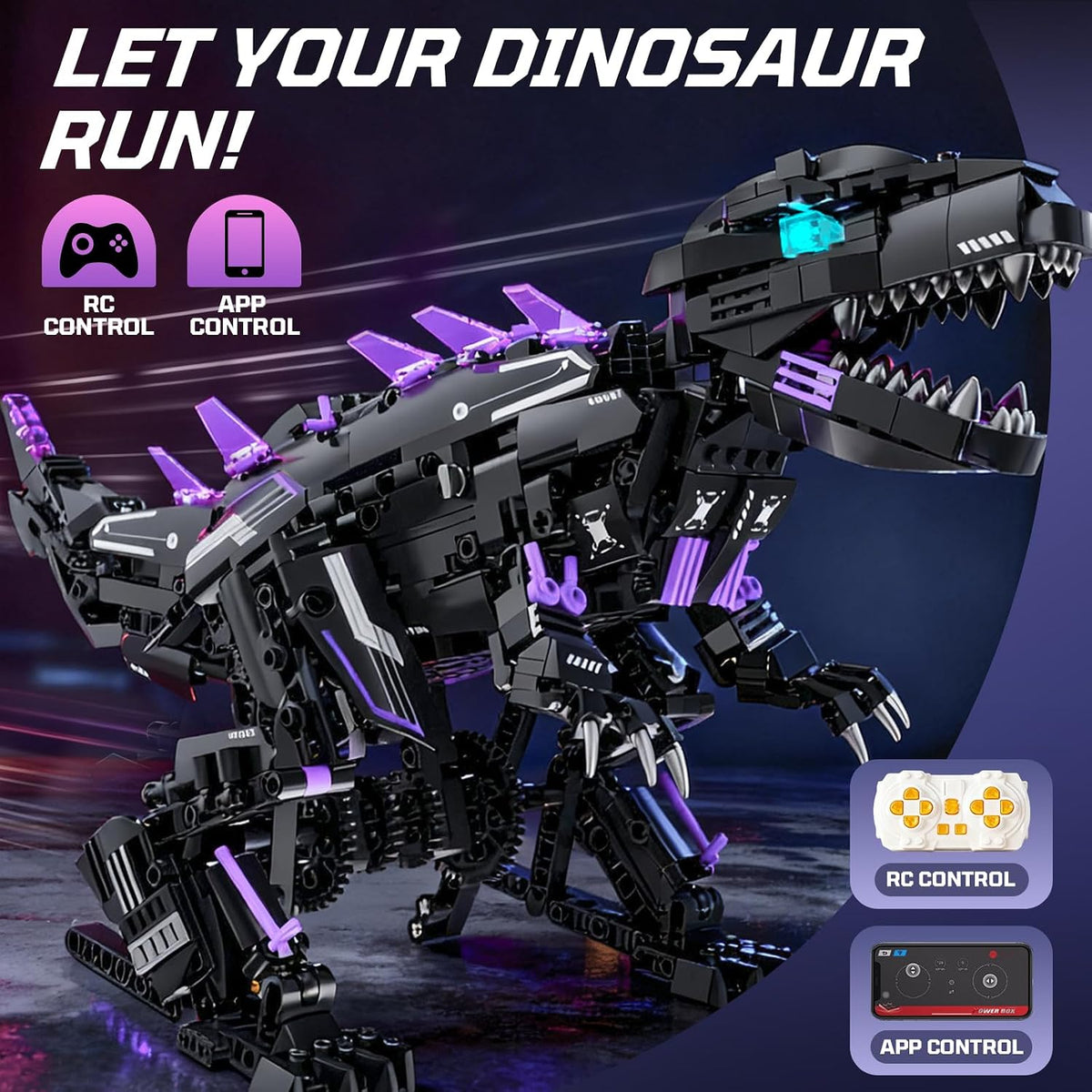 DOLIVE STEM - Kits de construcción de dinosaurios 5 en 1 para niños de 8 a 14 años, juguete de figuras de dinosaurio con control remoto y control por aplicación, regalo de cumpleaños para 8, 9, 10, 11