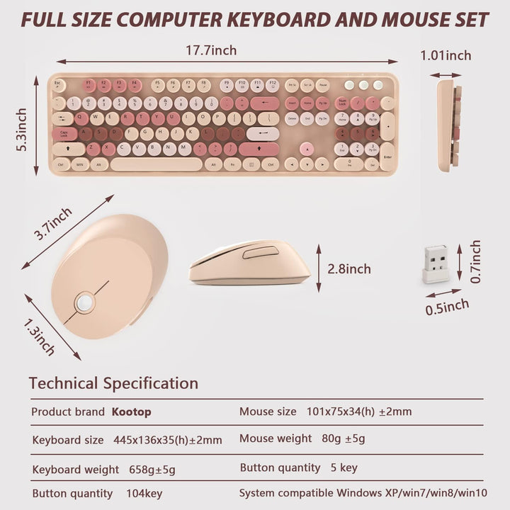 Combo de teclado y mouse inalámbricos colorido - Teclado inalámbric...