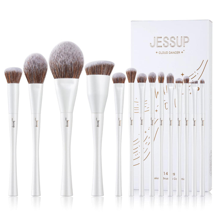 Jessup Juego de brochas de maquillaje de 14 piezas, brochas de maqu...