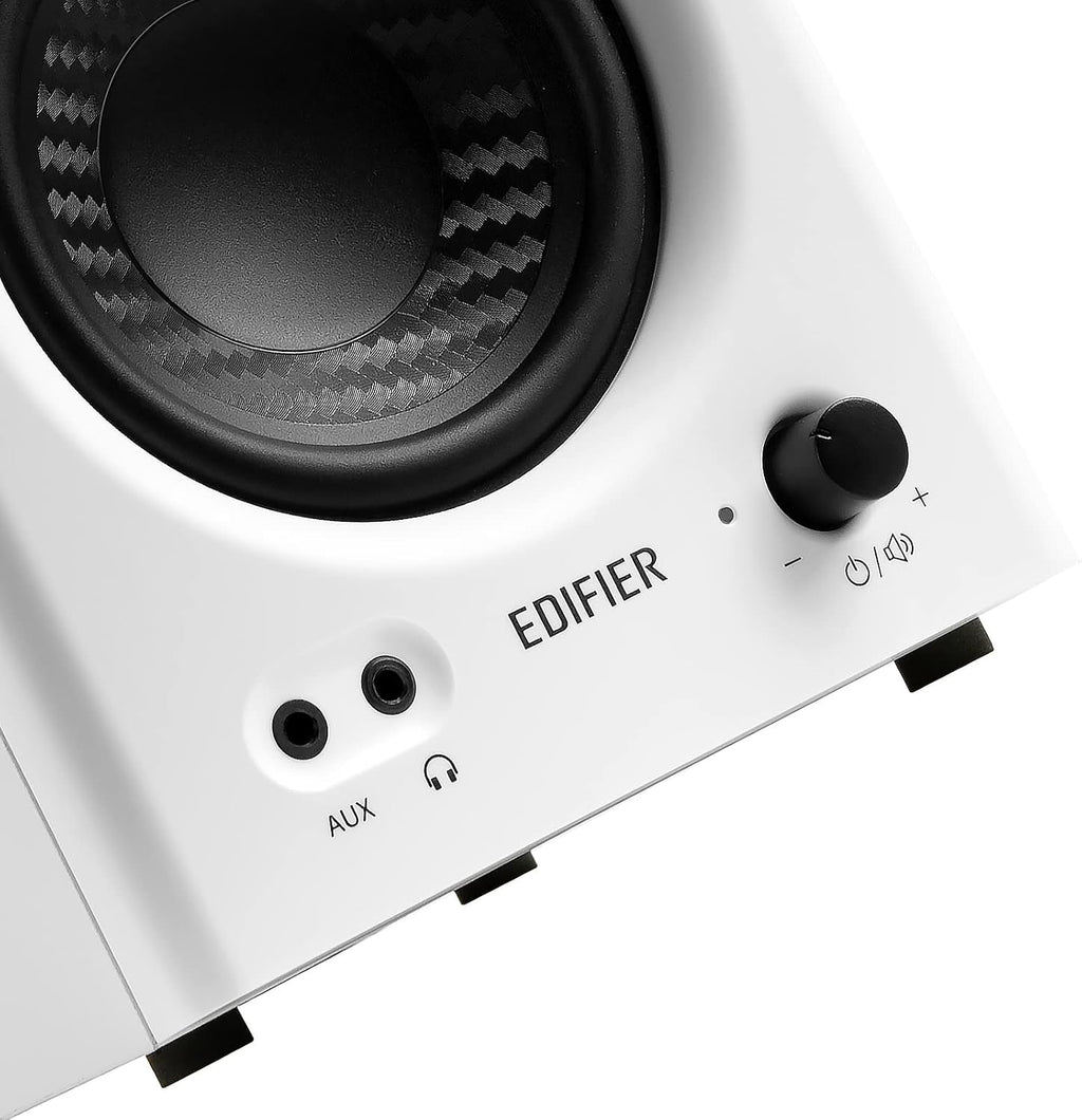 Edifier MR4 - Altavoces de monitor de estudio con alimentación, altavoz activo de 4 pulgadas, color blanco (par)