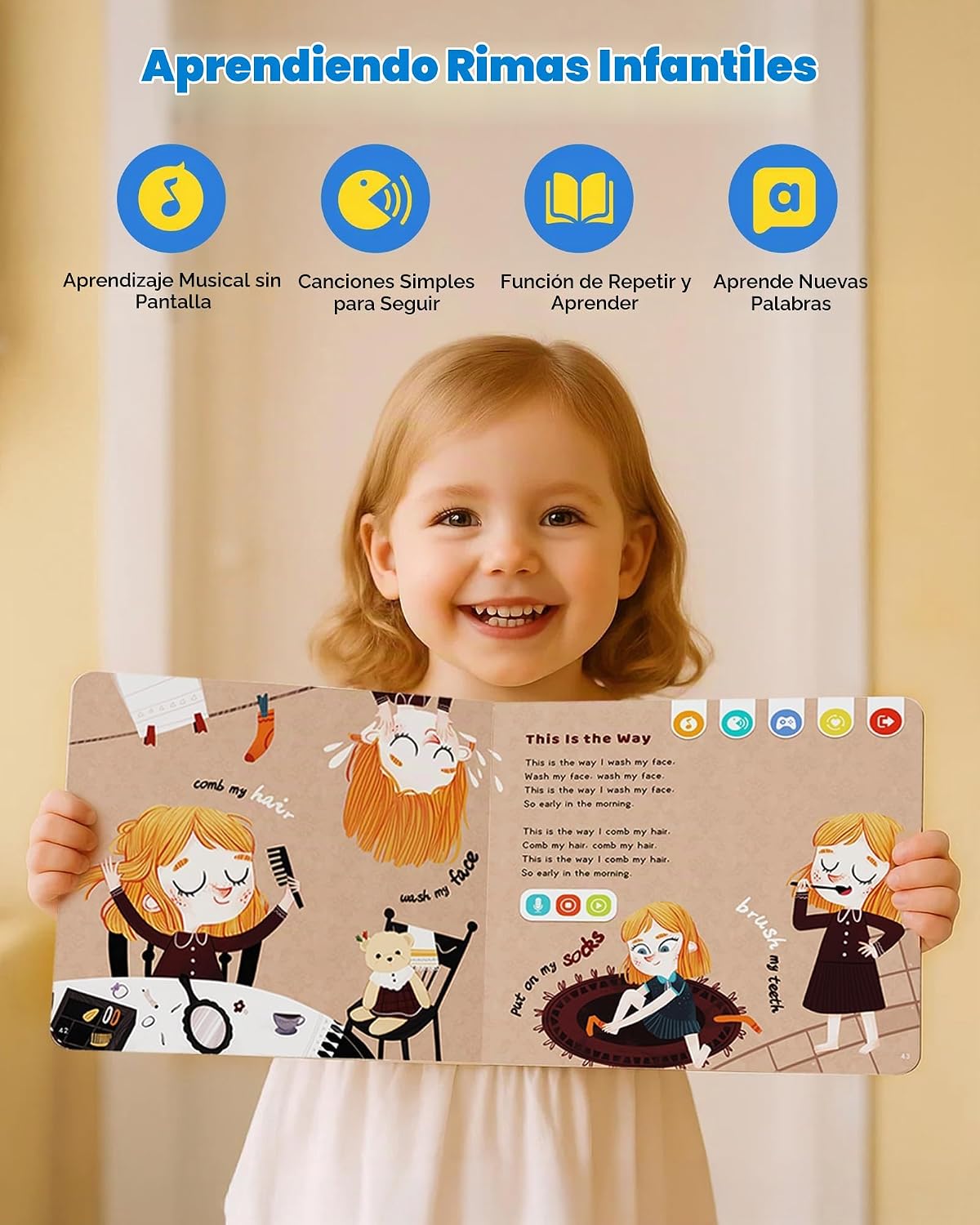 TEKFUN Juego de libros de bolígrafo que habla de palabras musicales, libros de sonido interactivos, juguetes educativos de aprendizaje, terapia de autismo educativa temprana, cumpleaños para niños pequeños de 1, 2, 3, 4, 5