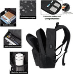KEOFID Mochila de viaje para hombres y mujeres, mochila antirrobo para computadora portátil con puerto de carga USB para el trabajo, bolsa grande para la universidad, mochila de mano con correa de equipaje, resistente al agua (negro)