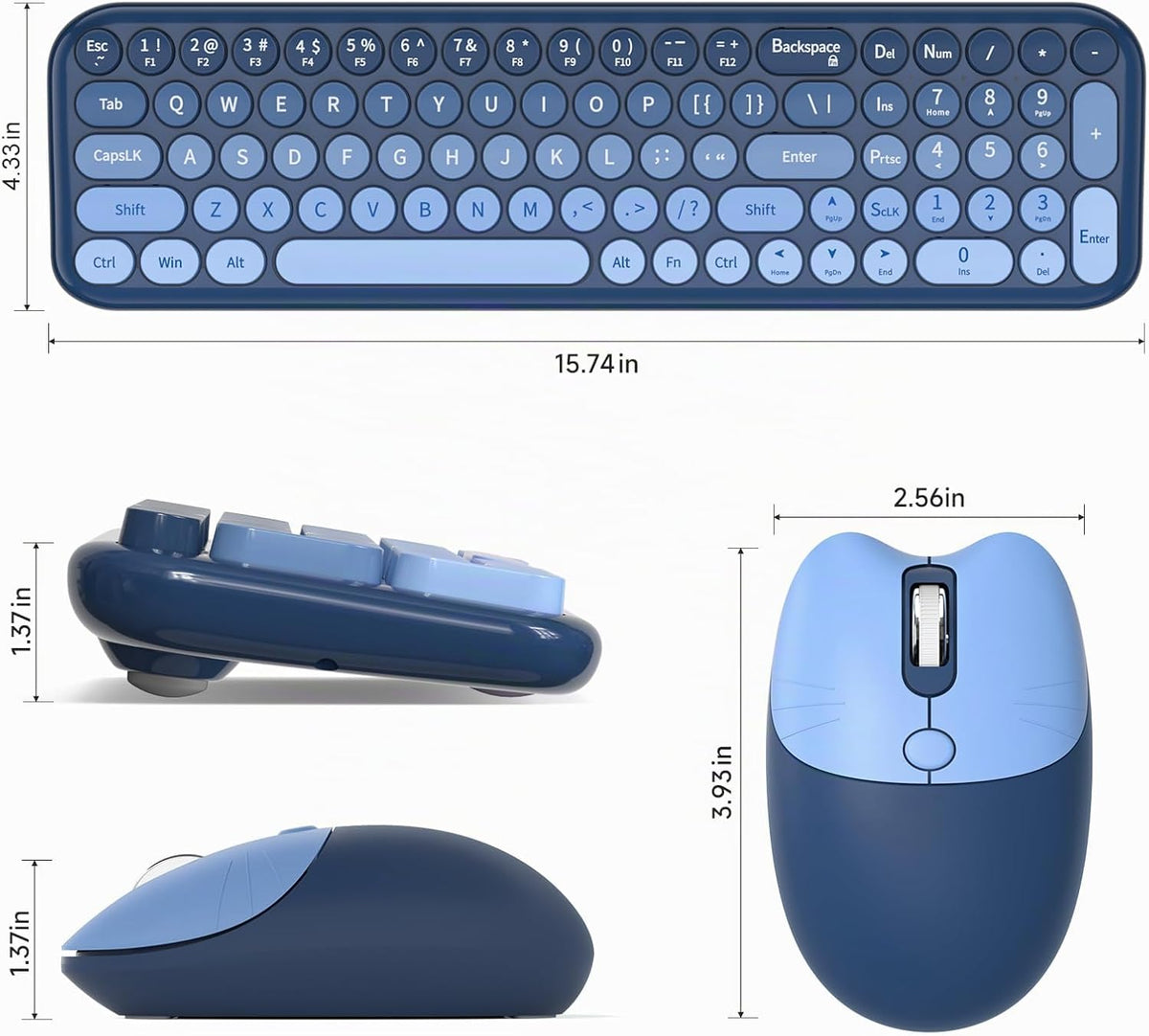 MOFII Combo de teclado y mouse inalámbricos, teclado pequeño compac...